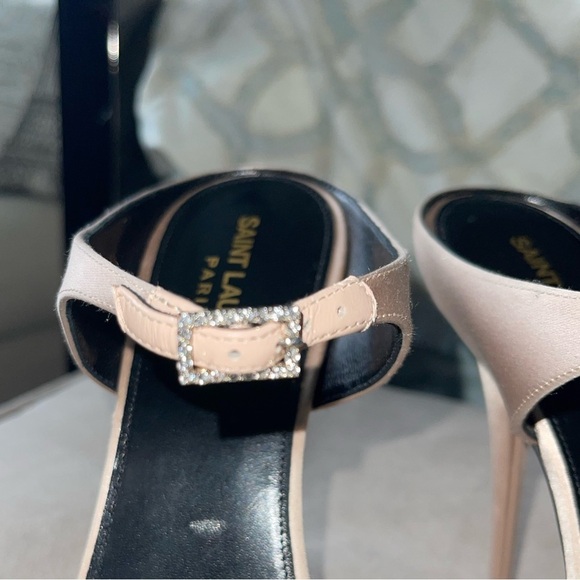 NEW SAINT LAURENT DIVE MULES SILK SATIN {$1,050} POINTED OPENTOE RHINESTONE 41.5 - Picture 7 of 12